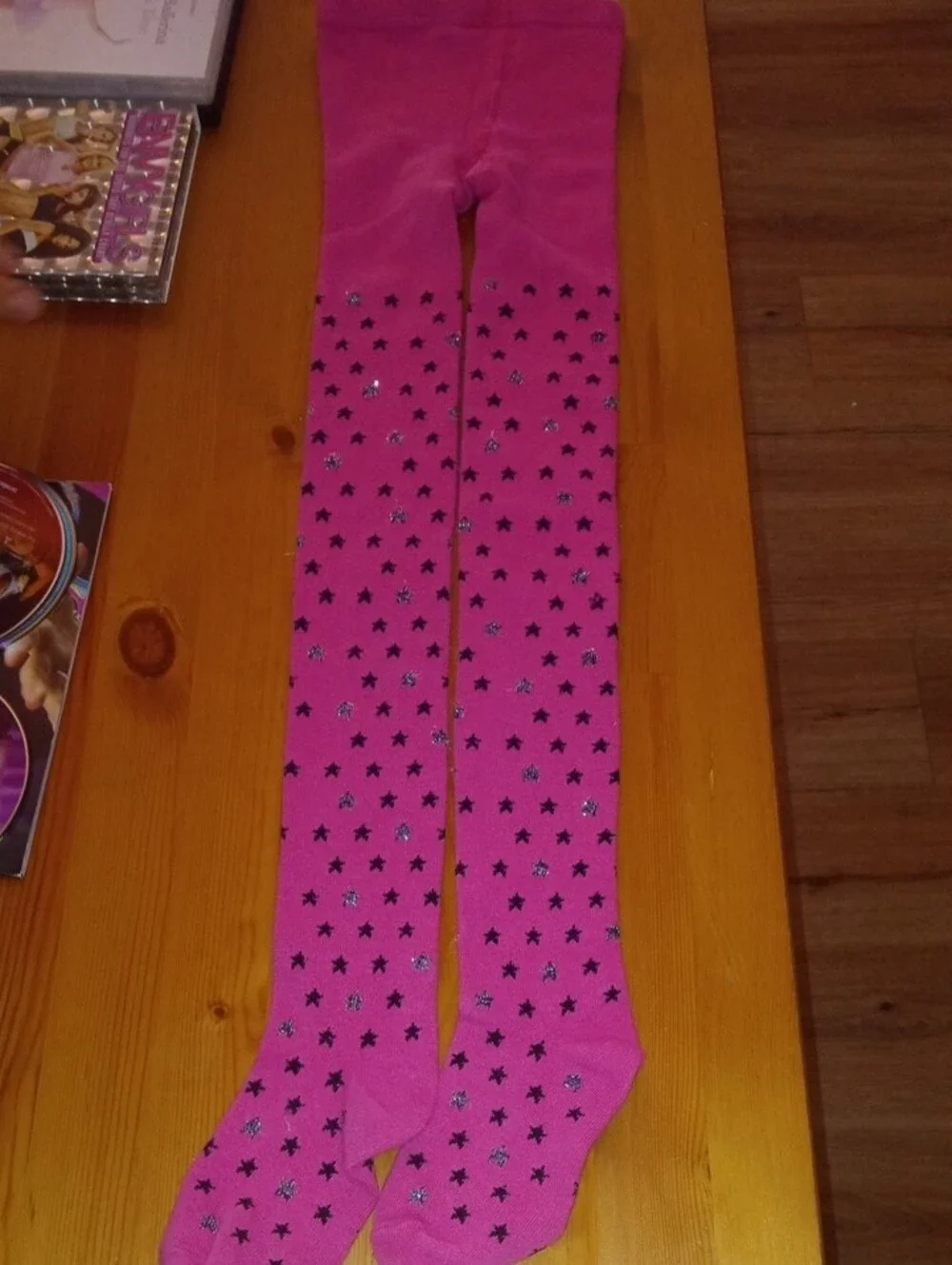 Target Hot Pink Stockings with Black and Silver Stars